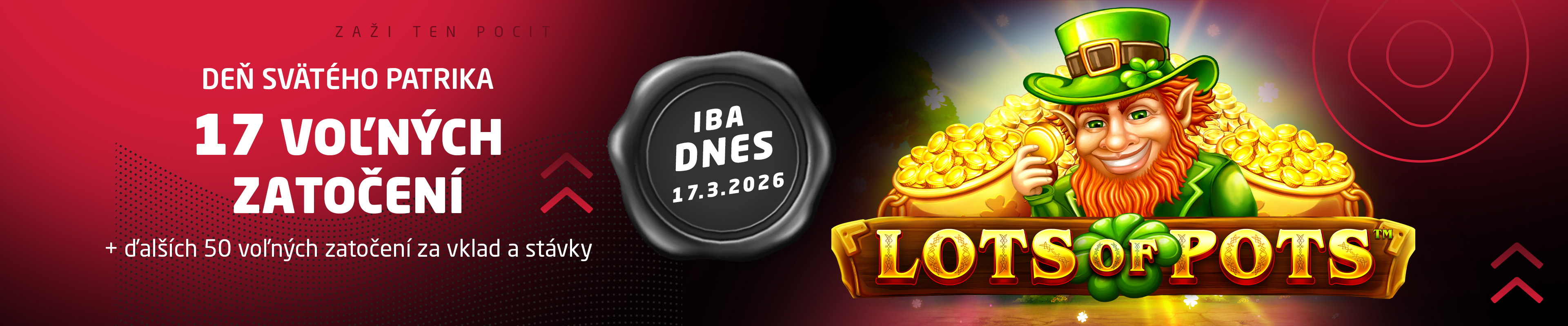 Len dnes, rozdávame voľné zatočenia ku Dňu svätého Patrika